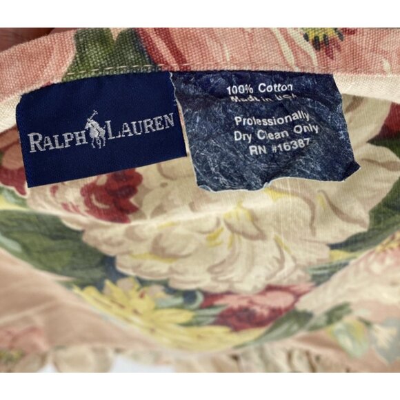 2 Vintage RALPH LAUREN Cynthia Standard Pillow Shams Pink Floral Ruffled Set USA - Picture 10 of 10